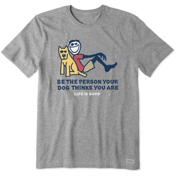 Life Is Good Men's Jake and Rocket Be The Person Crusher Tee Dog - Picture 2 of 10